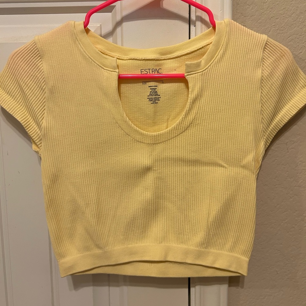 pacsun pastel yellow ribbed top